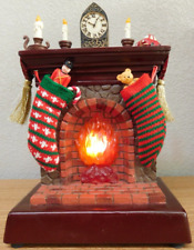 VTG Cracker Barrell Santa Claus Fireplace Light With Flame Motion Light picture