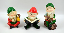 Vintage Homco Porcelain Christmas Elves Elf Figurines #5205 Set of 3 picture