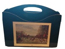 Vintage Brooks Brothers Lacquered Blue Wood Magazine Rack Holder  picture