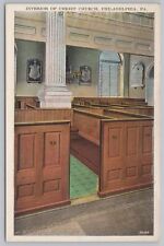 Christ Church~Interior Of Congregational Room~Washington's Pew #58~PA~Vintage PC picture