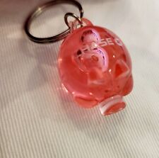 Chase Bank Pig Keychain PINK Acrylic Piggy Banking Advertising Logo Keyring  picture
