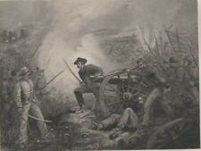 Battle of Chicamauga Van Pelt Defending his Battery vintage print 1865 T Nast picture