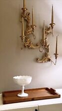 Rare Antique Pair of Palladio Italian Gold Gilt Wood Candle Sconces 2/Set picture
