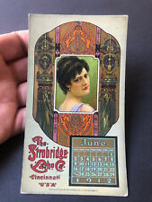 Victorian STROBRIDGE Litho Co June 1912 Lady Spain Art Nouveau Calendar Card picture