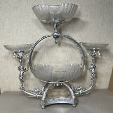 Great Victorian Rogers Smith Silver Plate Epergne Cupids 4 Shell Tassel Inserts picture