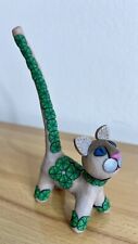 Cat Hand sculpted Clay Artist Signed 3D Designs Whimsical Siomese Cat picture