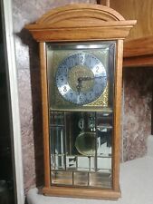Ansonia Gold Medallion Solid Oak Wall Clock Model #1165  Lead Glass  24