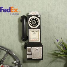 1PC Wall-Mounted Pay Phone Model Vintage Booth Telephone Figurine Rotary Antique picture
