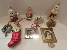 Dog Ornaments- Lot Of 9 Different Blown Glass, Resin & Picture Frame Styles picture