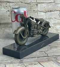 Custom Real 100% Bronze Art Deco Marble Base Harley Davidson Models Sculpture picture