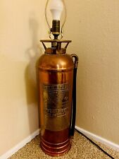 Vintage Red Star Brass + Copper Fire Extinguisher Lamp WORKS picture