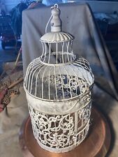 Vintage Round White Metal Bird Cage Fancy Wire Design picture