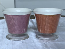 2 Vintage Raffiaware Burlap Insulated Sorbet Cup~MCM cups~Purple & Rust (E) picture