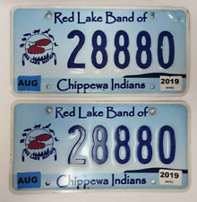 2019 Pair  Red Lake Band Of Chippewa Nation License Plate MN Embossed # 28880 picture