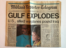 Gulf Explodes Iraq Desert Storm MRT Newspaper Headline Section Jan 1991 ORIGINAL picture