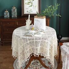 Vintage Hand Crochet Lace Tablecloth Dining Kitchen Table Cover Wedding Party picture