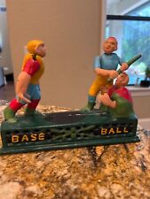 Cast Iron Mechanical Bank Baseball Vintage Antique Americana Toy picture