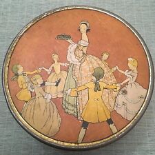 Antique UNEEDA BISCUIT Colonial Dancers Mother/Children Tin, 7.5
