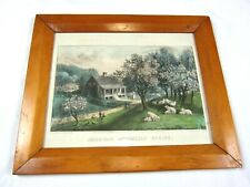 Antique Currier & Ives American Homestead Spring Hand Colored Litho Framed 17x15 picture