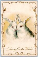 Postcard Loving Easter Wishes Rabbits Bunnies UDB A114 picture