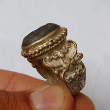 BEAUTIFUL POST MEDIEVAL ISLAMIC OLD SILVER OTTOMANS SEAL RING WITH STONE picture