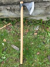 Handmade Wood Cutting Sharp Carbon Steel Blade Throwing Axe Walnut Wood 31 Inch. picture