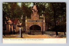 Wilmington DE-Delaware, Entrance Brandywine Springs Park, Vintage Postcard picture
