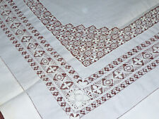 Beautiful Antique Lace Tablecloth Italian reticella lace teneriffe lace 50