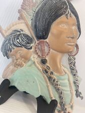 Vintage Sexton Cast Metal Wall Plaque Native American Indian Woman Papoose Baby picture