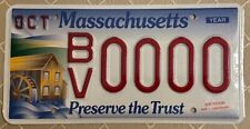 Massachusetts Preserve the Trust Sample License Plate Mint MA B/V 0000 picture