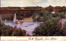 postcard Glitter Card Mississippi River And Bridge At Fort Snelling Minn.  B2 picture