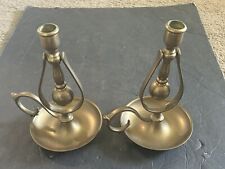 Vtg Pair of Brass Swivel Nautical Ship Chamberstick Candle Holders Made in Italy picture