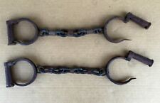Antique Iron Handcrafted Lock Key Handcuffs - pre 1920s  Pre-owned No keys picture