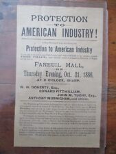 original 1896 broadside FANEUIL HALL PROTECTION AMERICAN INDUSTRY irish american picture