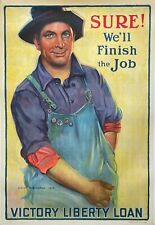 1918 LIBERTY LOAN POSTER - SURE WE'LL FINISH THE JOB by GERRIT A. BENEKER picture