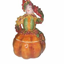 Vintage Leaf Lady Hand-Painted Covered Dish 7.5” Precious Collectible - MINT picture