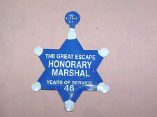 VINTAGE THE GREAT ESCAPE (STORYTOWN) 46 YEARS MARSHAL McKAY TIN TOY BADGE picture