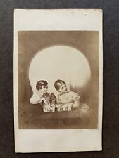 Skull Pictorial Illusion 19th Century CDV Boy Girl Unknown Photographer FRAMED picture