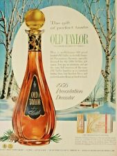 Vintage Color Life Magazine Ad 1956 Old Taylor Bourbon Decanter Winter Scene picture