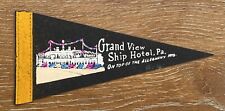 Vintage Grand View Ship Hotel Pennsylvania 9 Inch Mini Pennant Colorful Graphics picture