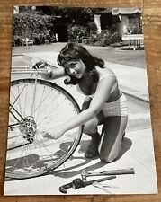 Vintage 1950’s Girl Working On Bike Bathing Suit Tools Agfa Original Photo 4”x6” picture