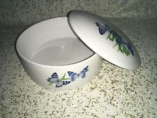 1980’s Vintage Porcelain Butterfly FTD Round Jewelry/Trinket Box With Lid Glossy picture