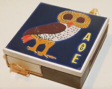 Vintage AOE Owl Table Top Matchbox Holder Clean Mid Century MCM 3 x 3 inches picture