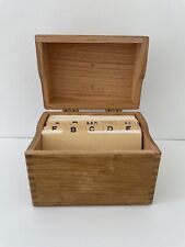 Vtg Dovetailed Oak Wooden Box Recipe Card File Merchants Box Co. 1967 picture