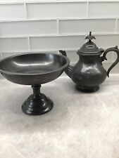 ~ Vintage Antique Pewter English Compote ~ picture