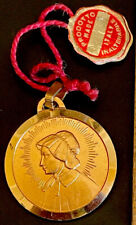 Vintage Catholic St Elizabeth Ann Seton Gold Tone Medal With Tag, Italy picture