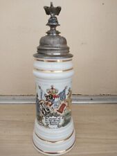 Antique German Germany WW1 Regimental Eagle Porcelain Litho Military Beer Stein picture