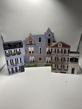 SHEILA'S WOODEN HOUSES PAINTED LADY RAINBOW ROW Brick Georgian 3 Pieces picture