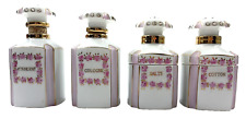 Vintage 1956 Lefton China Handpainted Set of 4 Pink Roses Vanity Bottles picture