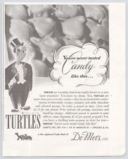1947 Turtles Candy Chocolate Pecans Caramel DeMets Inc Chicago Vintage Print Ad picture